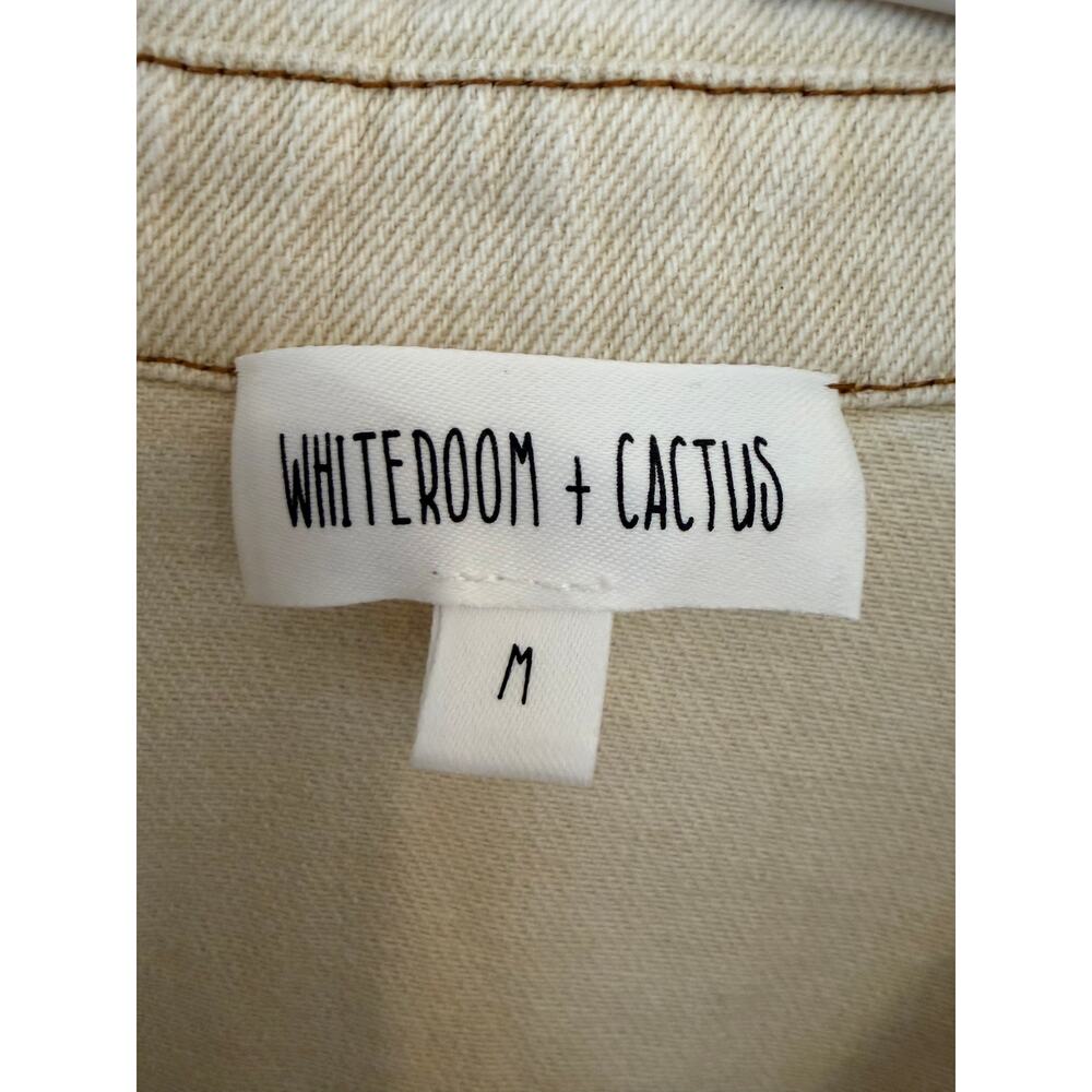 Whiteroom + Cactus Cotton Denim Shirt Dress Beige Snap Button Utility Size M - Picture 5 of 10